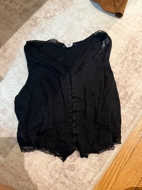 Cotton on black vest top with lace